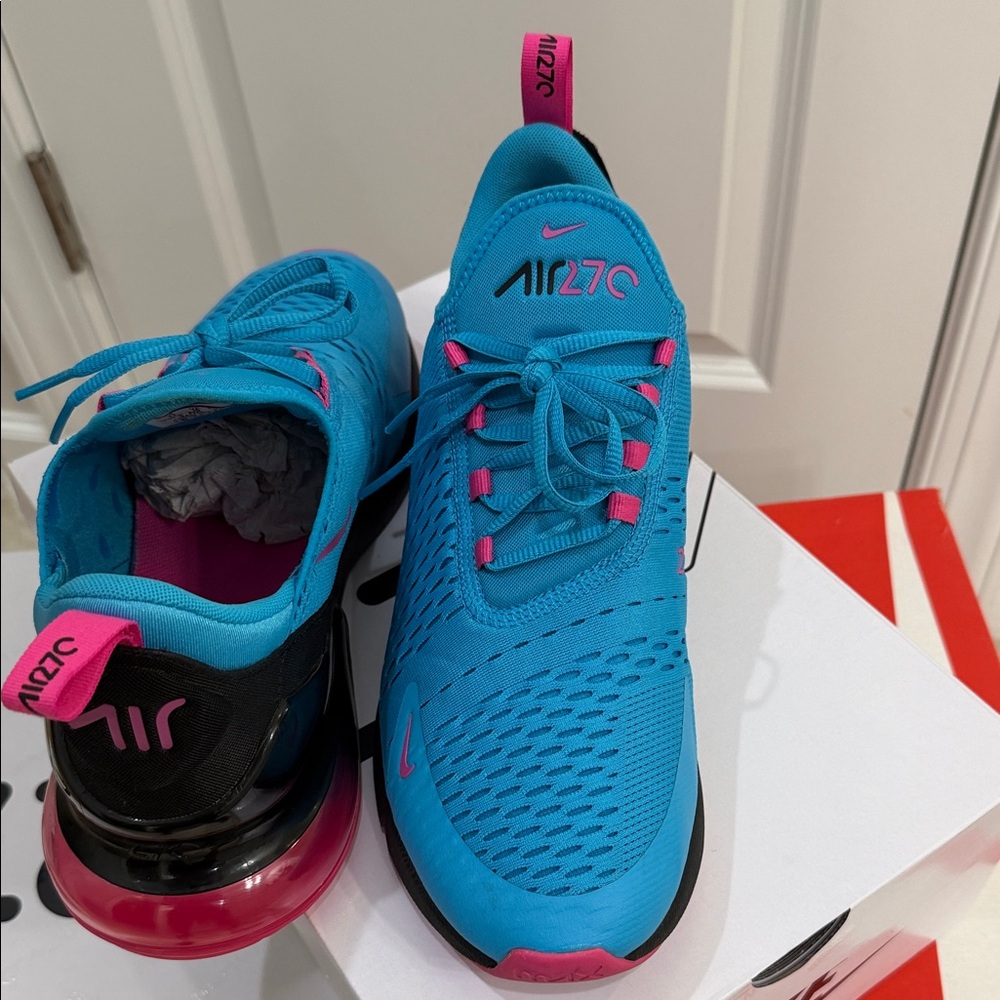 Nike Air Max 270 South Beach – Light Blue Fury/Black/Laser Fichsia - Picture 11 of 12